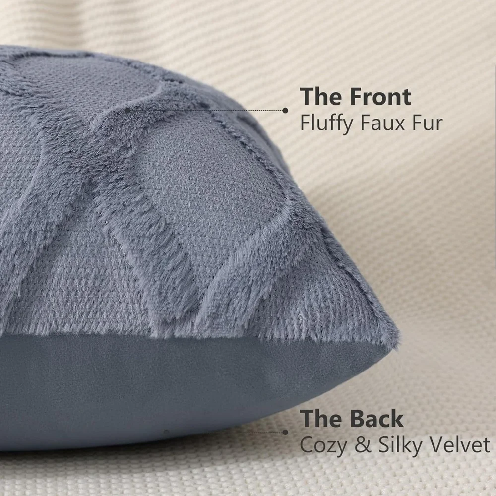 Set Of 2 Decorative Gray Accent Pillow Covers Size 18 X 18